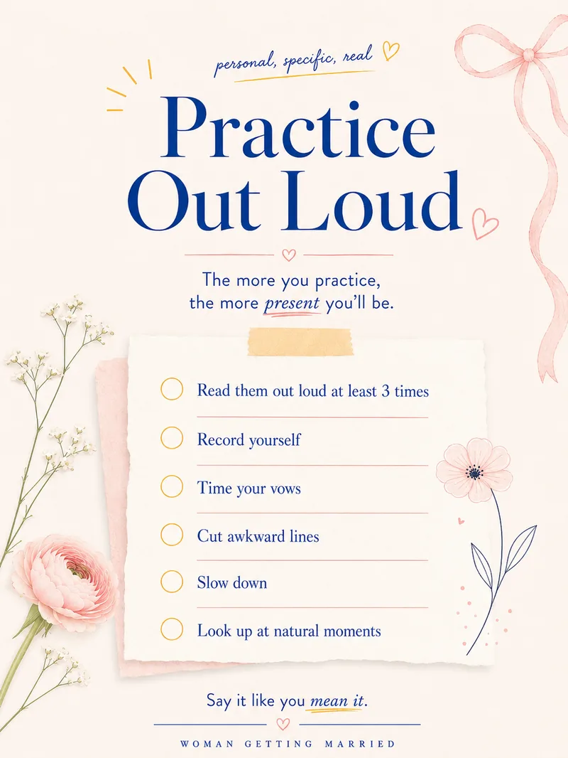 Practice your wedding vows out loud: checklist to be more present on the day