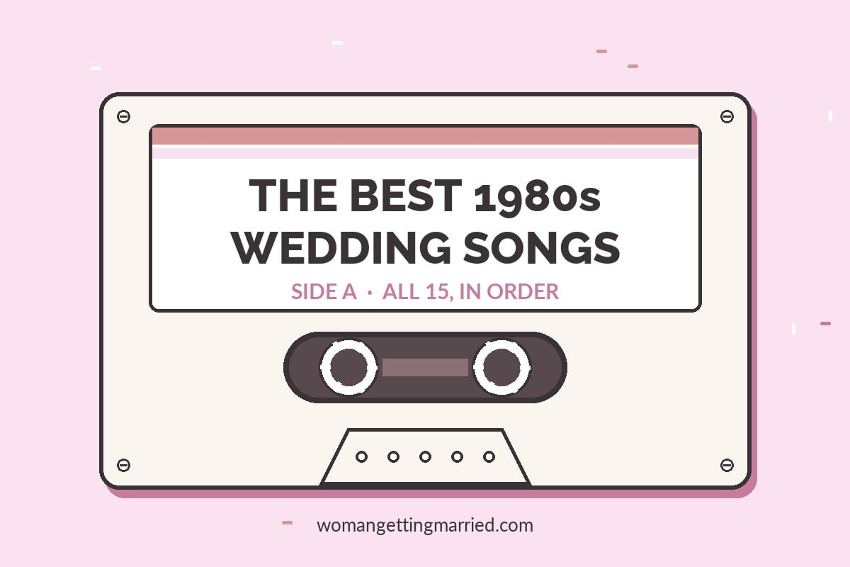 Illustration of a cassette tape labeled The Best 1980s Wedding Songs, Side A