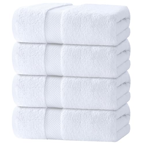White Classic Luxury Bath Towels, Set of 4